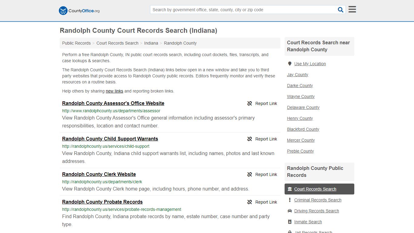 Randolph County Court Records Search (Indiana) - County Office