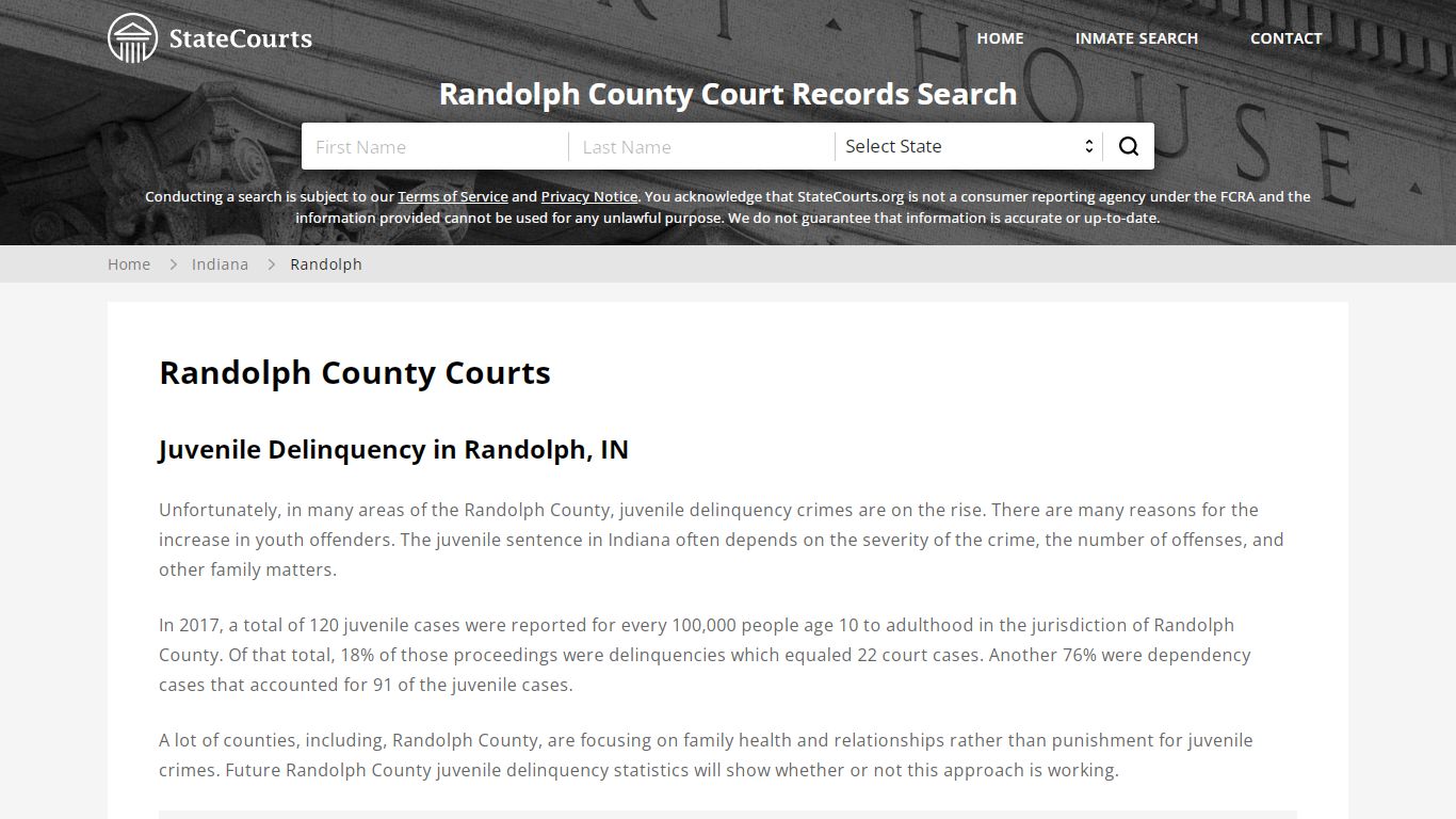 Randolph County, IN Courts - Records & Cases - StateCourts